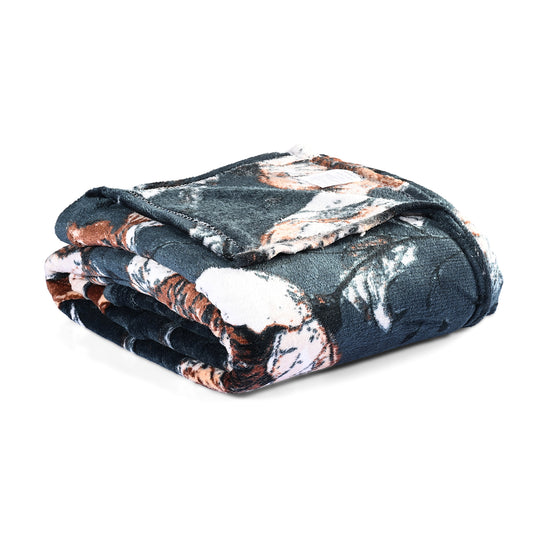 LIVMORE Flanell Decke, 150 x 220 cm, Blau Weiß