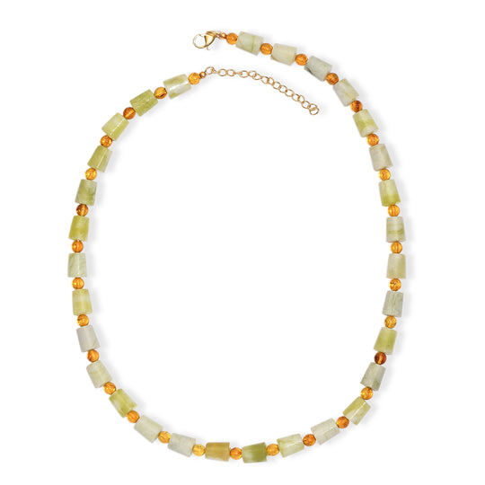 EVER TRUE Harmonie-Serpentin, Bernstein Halskette ca. 45 cm + 5 cm Extender, 316L Edelstahl