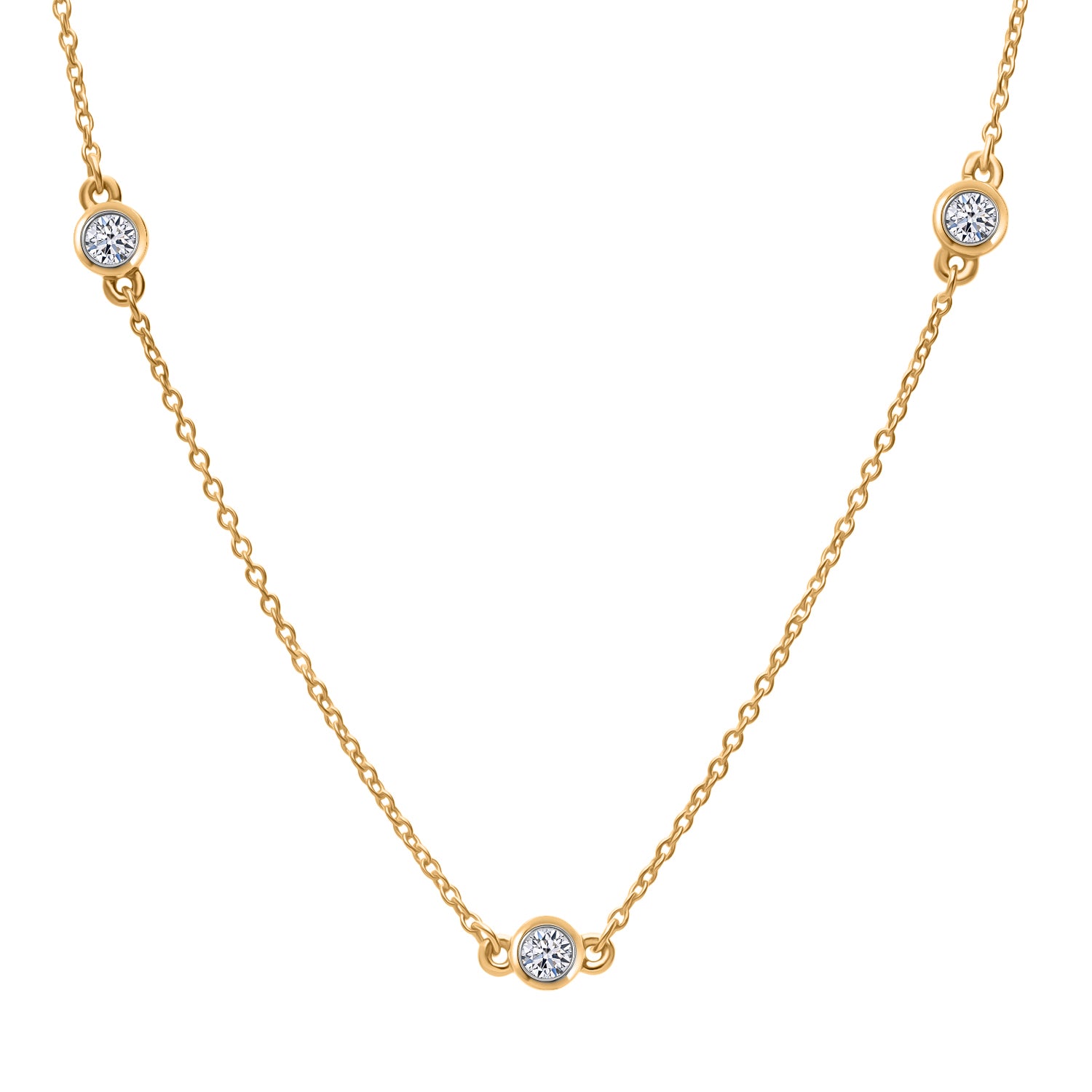 LUXURIANT DIAMOND - Lab Grown Diamant SI-GH Halskette ca. 50 cm 925 Silber 750 Gelbgold vermeil ca. 0.50 ct
