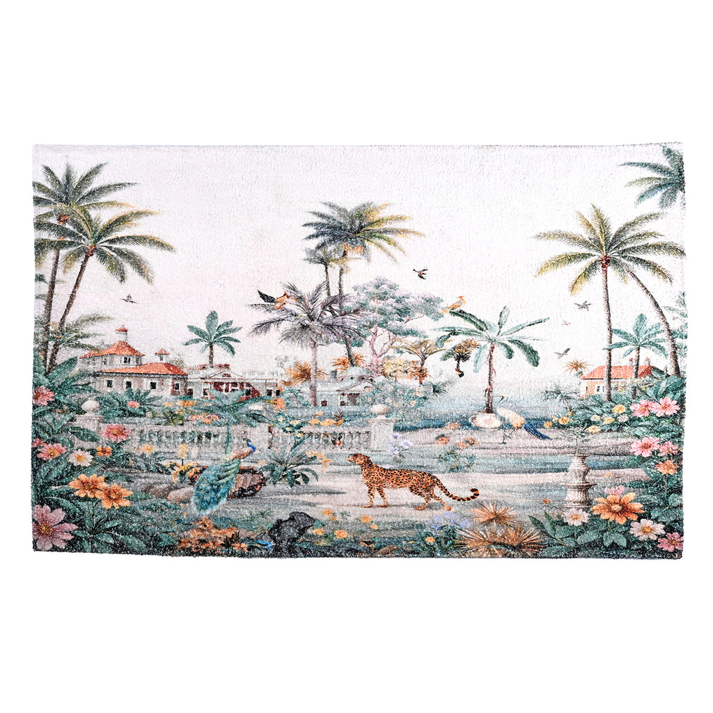 Digital Flower printed rubbed cotton polyester rug with anti skid backing Size-120x180 cms Color- Multi