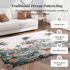 Digital Flower printed rubbed cotton polyester rug with anti skid backing Size-120x180 cms Color- Multi