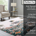 Digital Flower printed rubbed cotton polyester rug with anti skid backing Size-120x180 cms Color- Multi