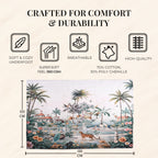 Digital Flower printed rubbed cotton polyester rug with anti skid backing Size-120x180 cms Color- Multi