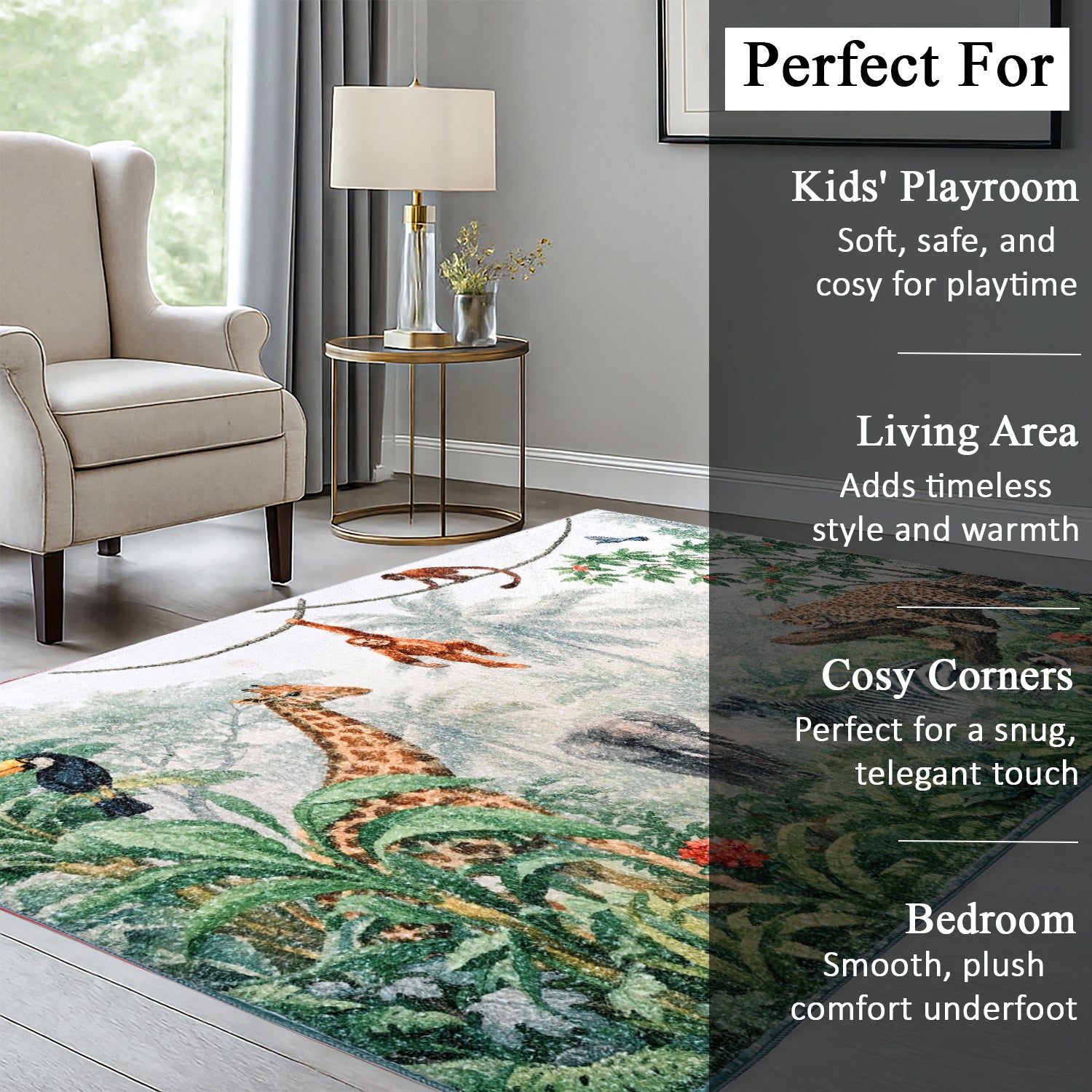 Digital Tree printed rubbed cotton polyester rug with anti skid backing Size-120x180 cms Color- Multi