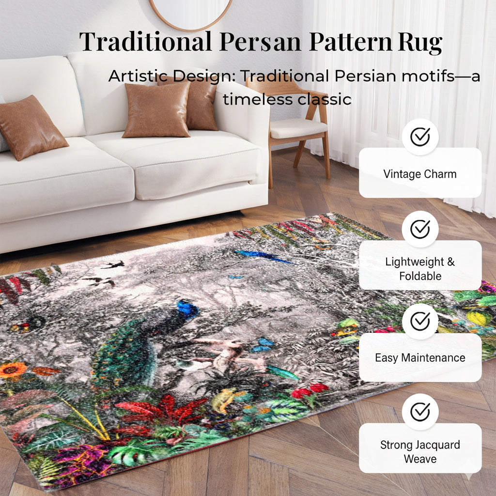 Digital Animal printed rubbed cotton polyester rug with anti skid backing Size-120x180 cms Color-Multi