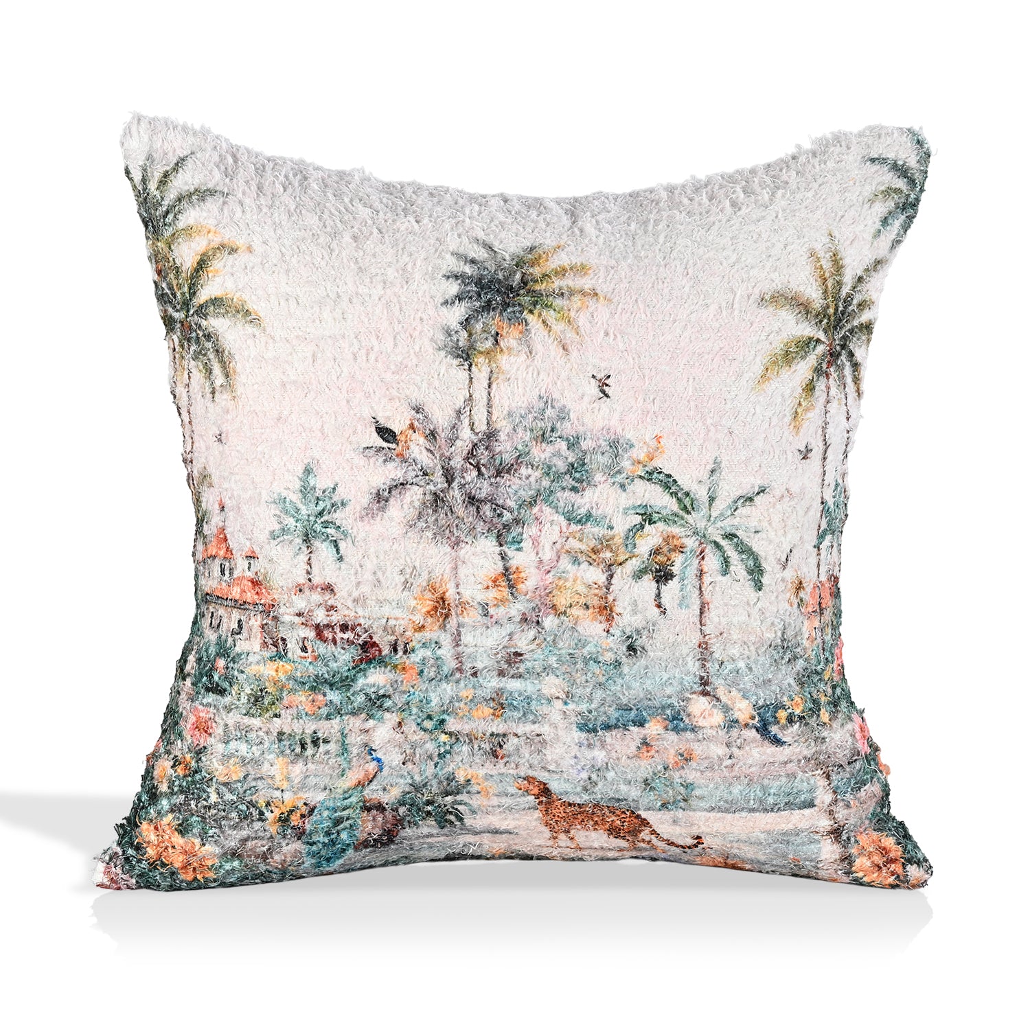 Digital bedruckter Kissenbezug mit Blumenmotiv, Baumwoll-Polyester-Mischgewebe, 45x45cm, Mehrfarbig