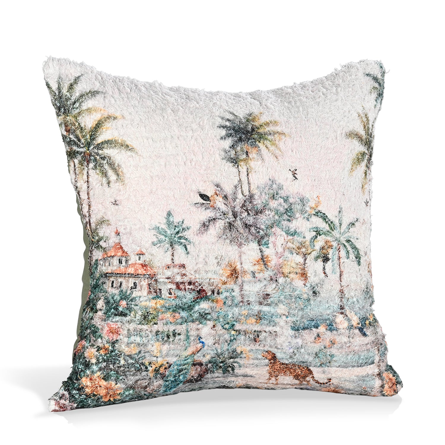 poly cortton woven digital flower printed rubbed cushion cover Size-45x45 cms Color- Multi