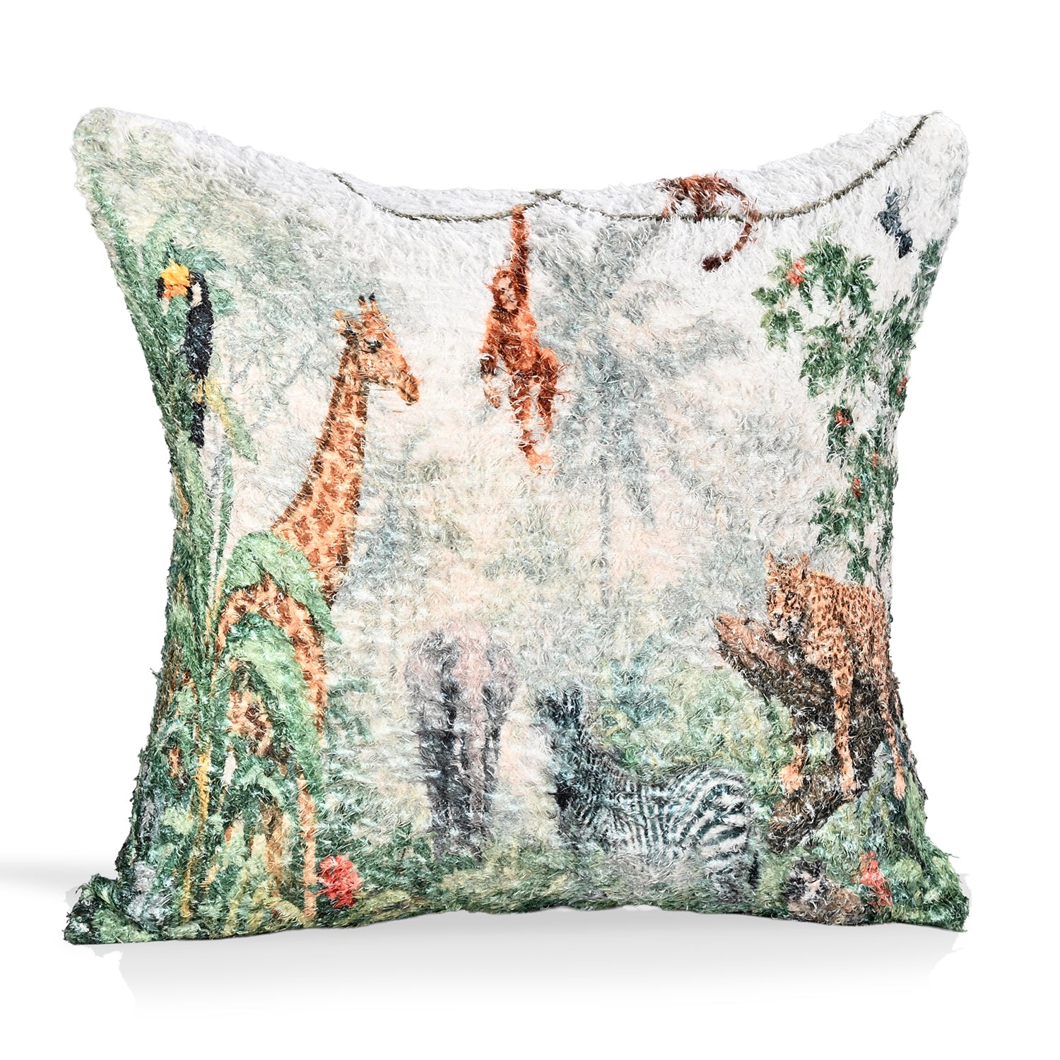 Digital bedruckter Kissenbezug mit Waldmotiv, Baumwoll-Polyester-Mischgewebe, 45x45cm, Mehrfarbig