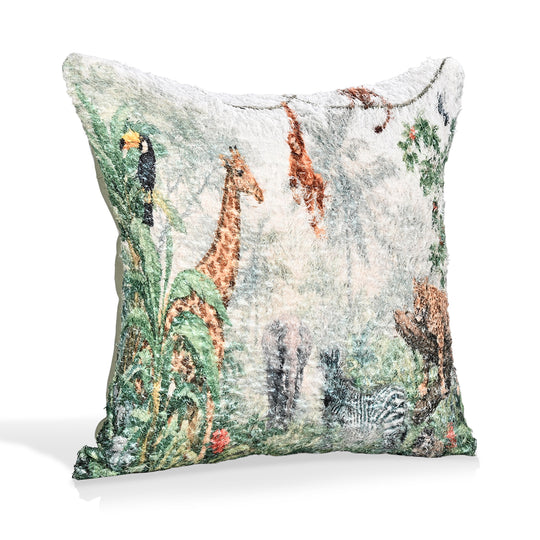 Digital bedruckter Kissenbezug mit Waldmotiv, Baumwoll-Polyester-Mischgewebe, 45x45cm, Mehrfarbig