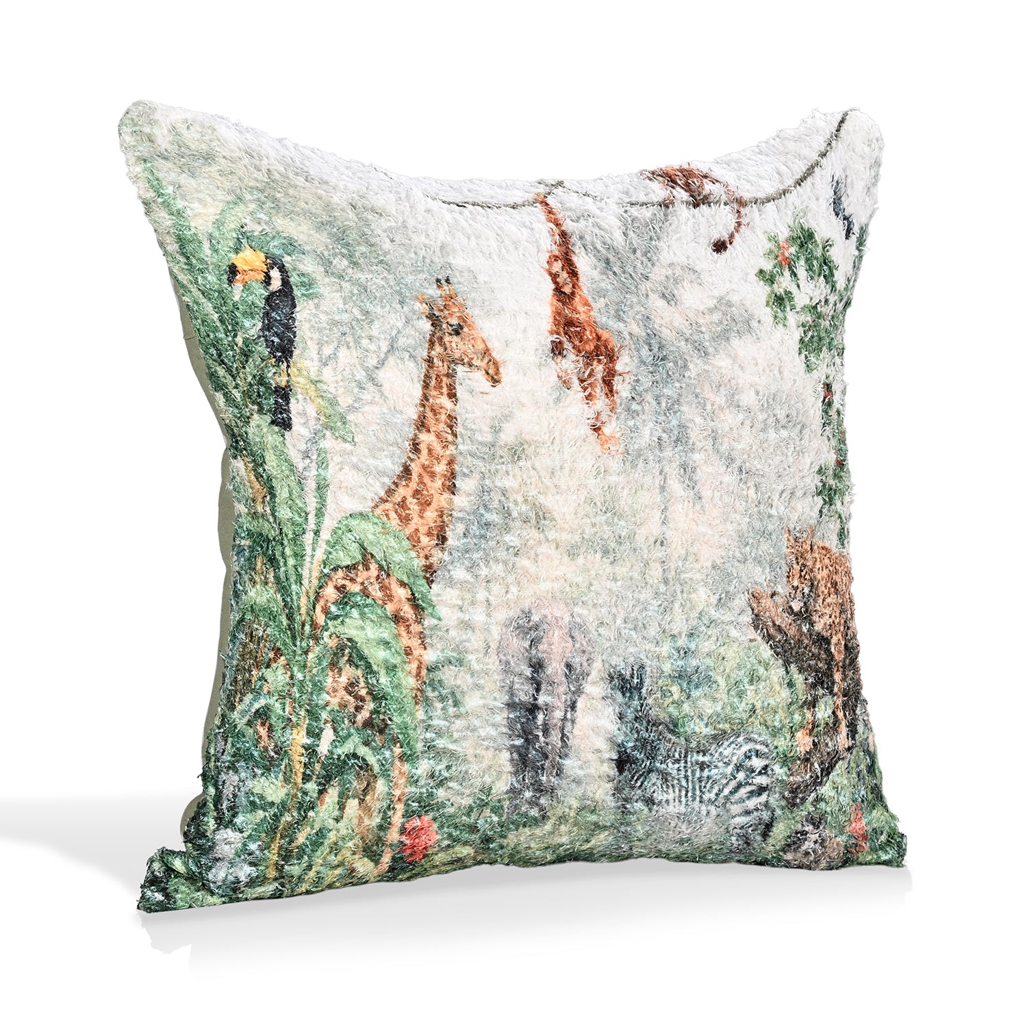 poly cortton woven digital tree printed rubbed cushion cover Size-45x45 cms Color- Multi