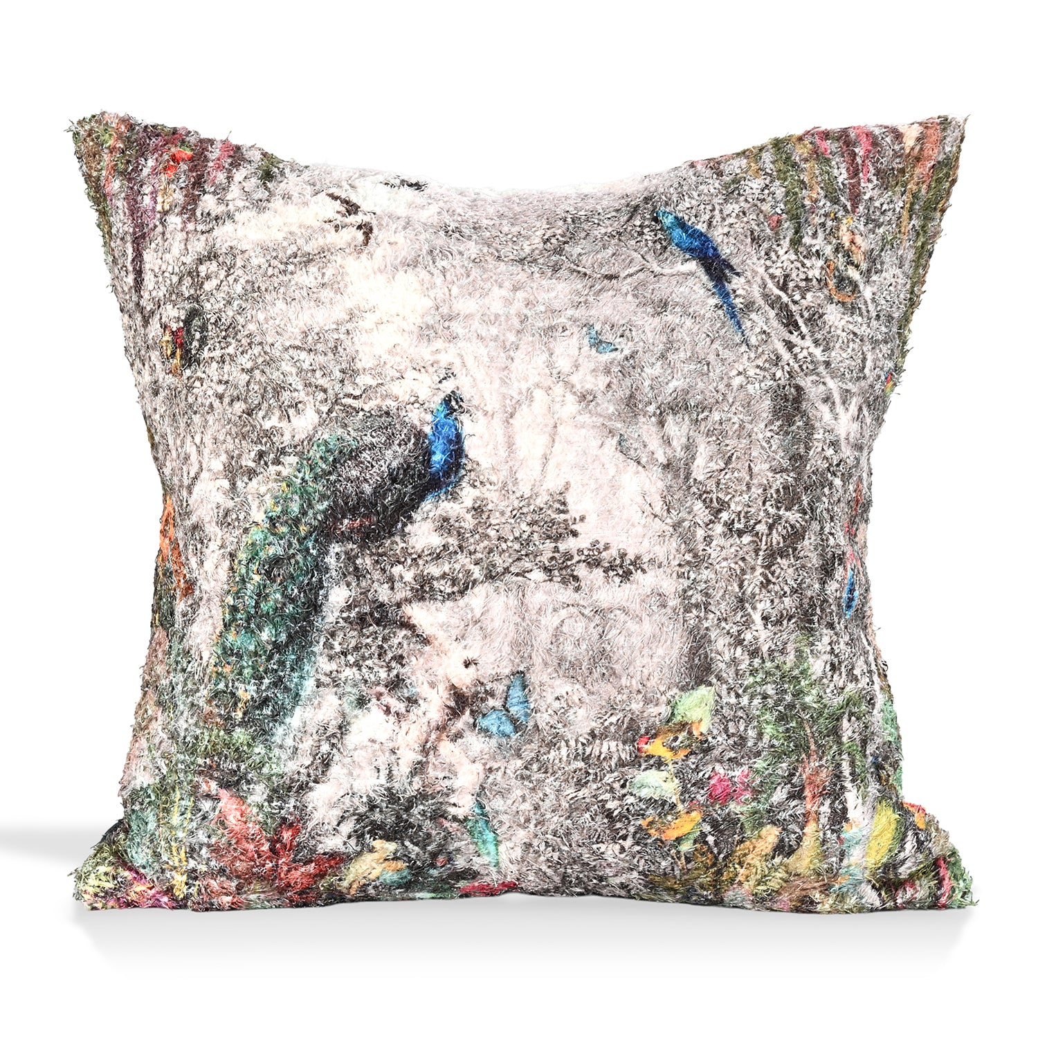 Digital bedruckter Kissenbezug mit Pfauenmotiv Baumwoll-Polyester-Mischgewebe, 45x45cm, Mehrfarbig