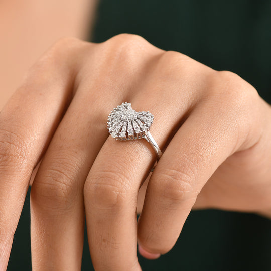 LUXURIANT DIAMOND - Lab Grown Diamant SI-GH SGL zertifiziert Ring 925 Silber rhodiniert (Größe 19.00) ca. 0.50 ct