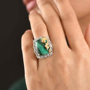 EVER TRUE AA Malachit Ring Nickelfreies Messing (Größe 20.00) ca. 22,50 ct