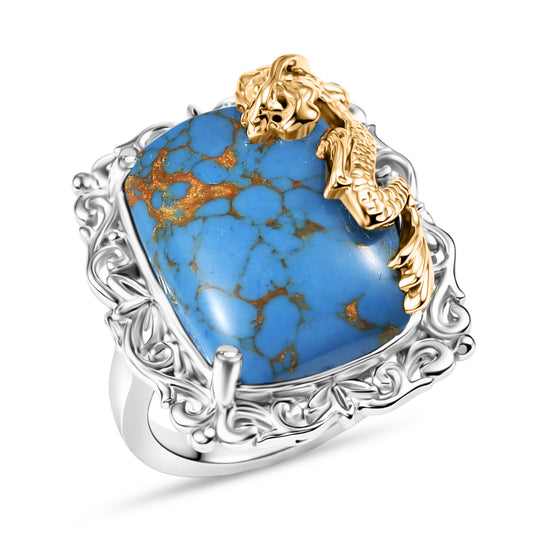 EVER TRUE AA Blauer Mojave Türkis Ring Nickelfreies Messing (Größe 18.00) ca. 11,80 ct