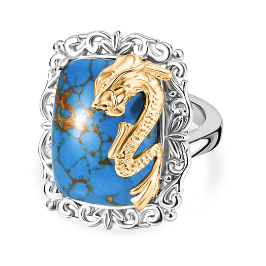 EVER TRUE AA Blauer Mojave Türkis Ring Nickelfreies Messing (Größe 18.00) ca. 11,80 ct