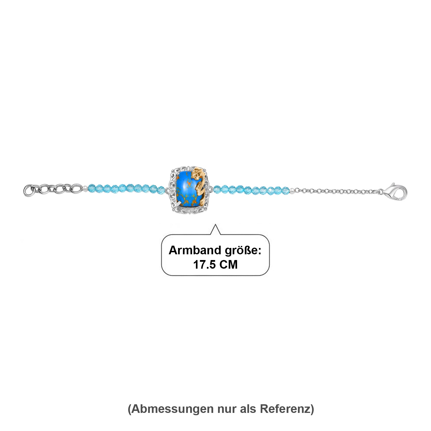 EVER TRUE AA Blauer Mojave Türkis, Apatit Armband ca. 19 cm Nickelfreies Messing ca. 20.50 ct