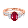 D'Joy Afrikanischer Rubin (Fissure gefüllt), Weißer Zirkon Ring 925 Silber 750 Roségold Vermeil (Größe 17.00) ca. 2,26 ct