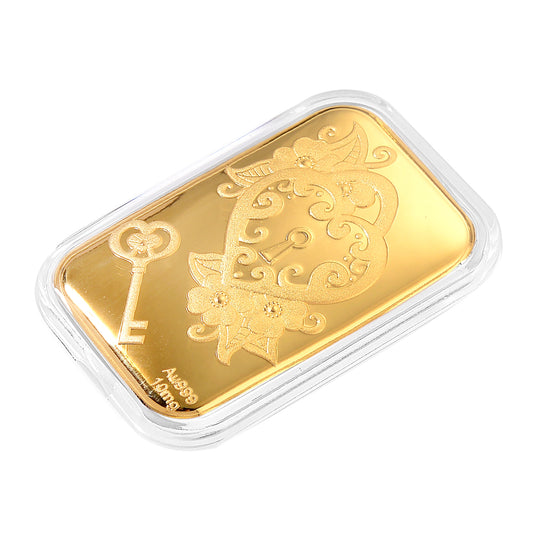 EXKLUSIVES GESCHENK - 999er Goldfolie mit Herzschloss und Schlüssel 10mg