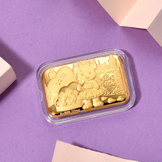 EXKLUSIVES GESCHENK - 999er Goldfolie, bär mit rosen, 10mg