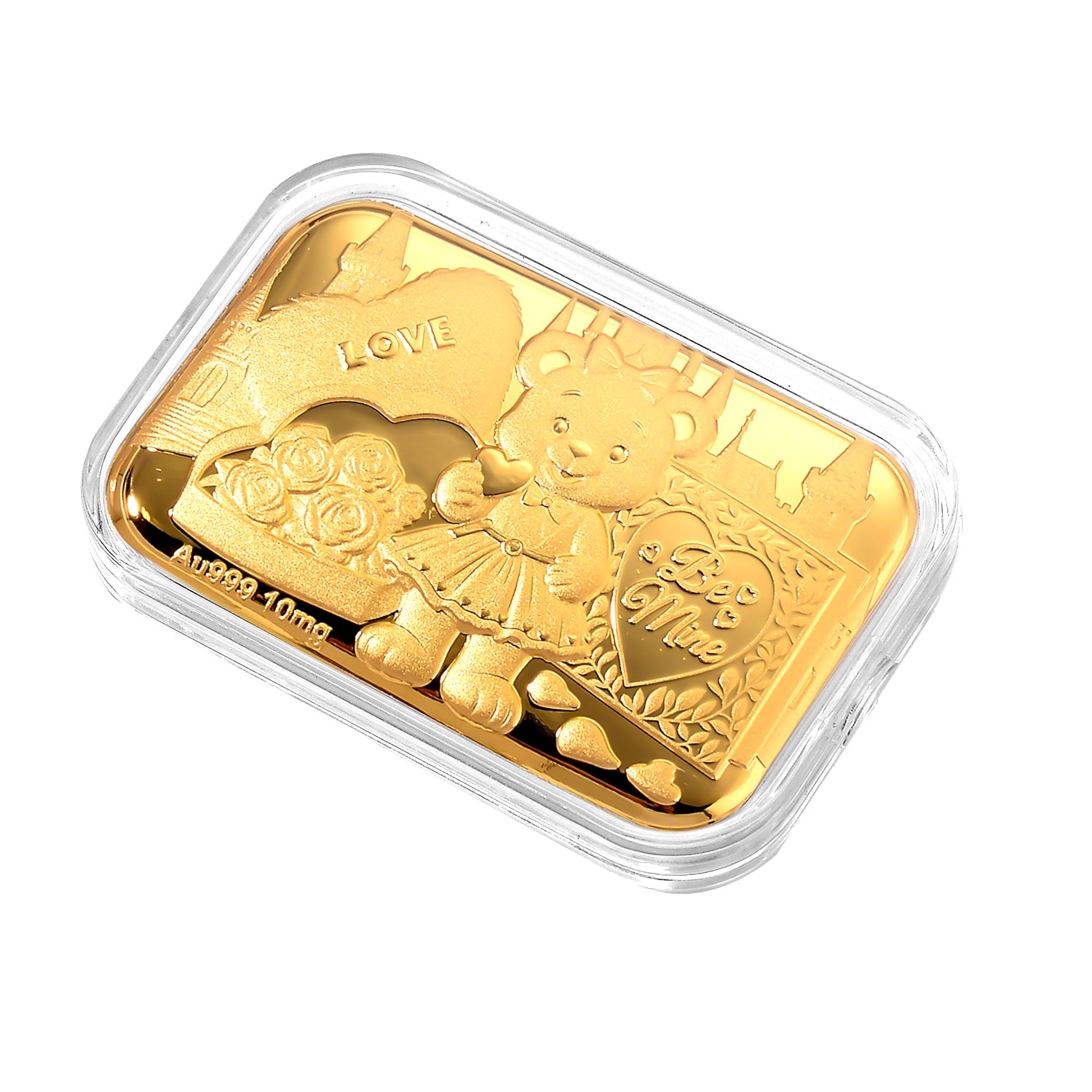EXKLUSIVES GESCHENK - 999er Goldfolie, bär mit rosen, 10mg