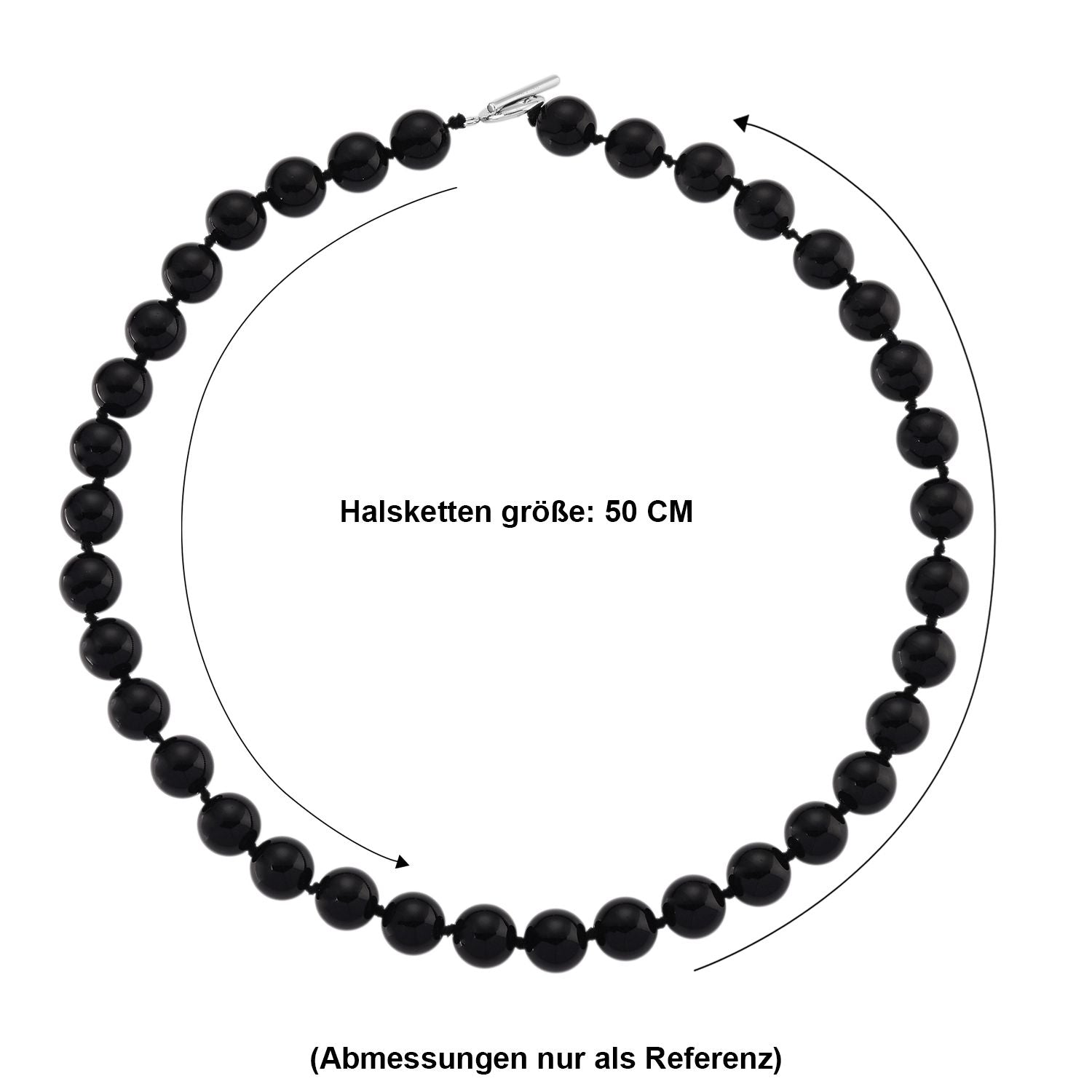 Natürlich Schwarzer Obsidian Halskette ca. 50 cm 316L Edelstahl ca. 380.00 ct