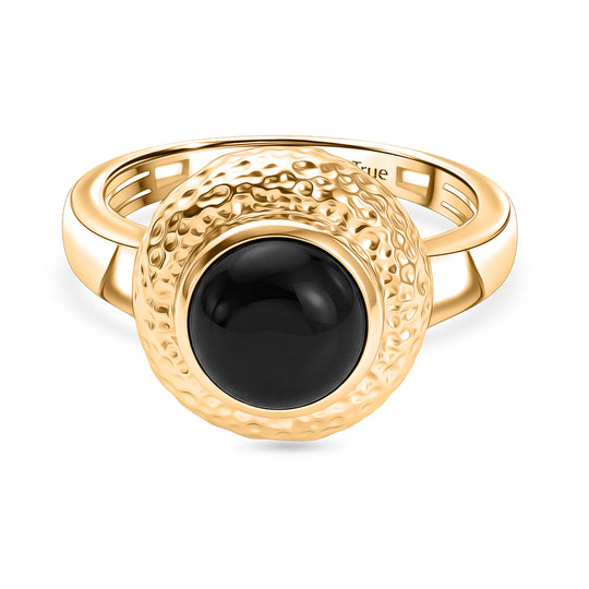 EVER TRUE AA Natürlicher Schwarzer Obsidian Ring Nickelfreies Messing (Größe 20.00) ca. 1.82 ct