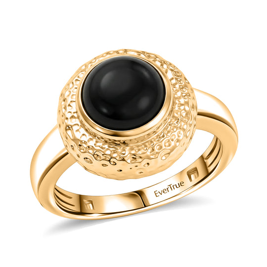 EVER TRUE AA Natürlicher Schwarzer Obsidian Ring Nickelfreies Messing (Größe 20.00) ca. 1.82 ct