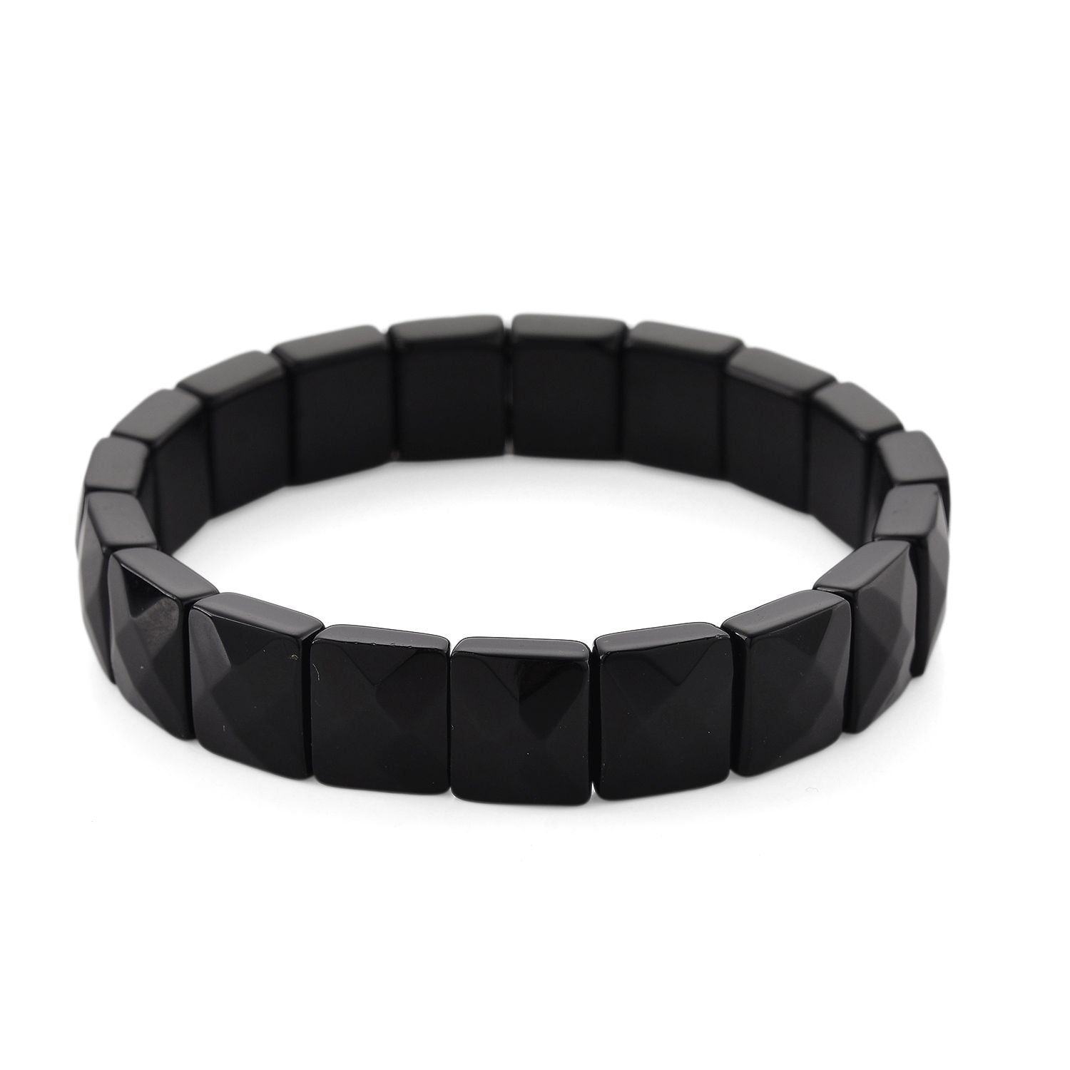 Natürlich Schwarzer Obsidian Armband, flexibel, (ca. 17-18.5 cm) ca. 120.00 ct