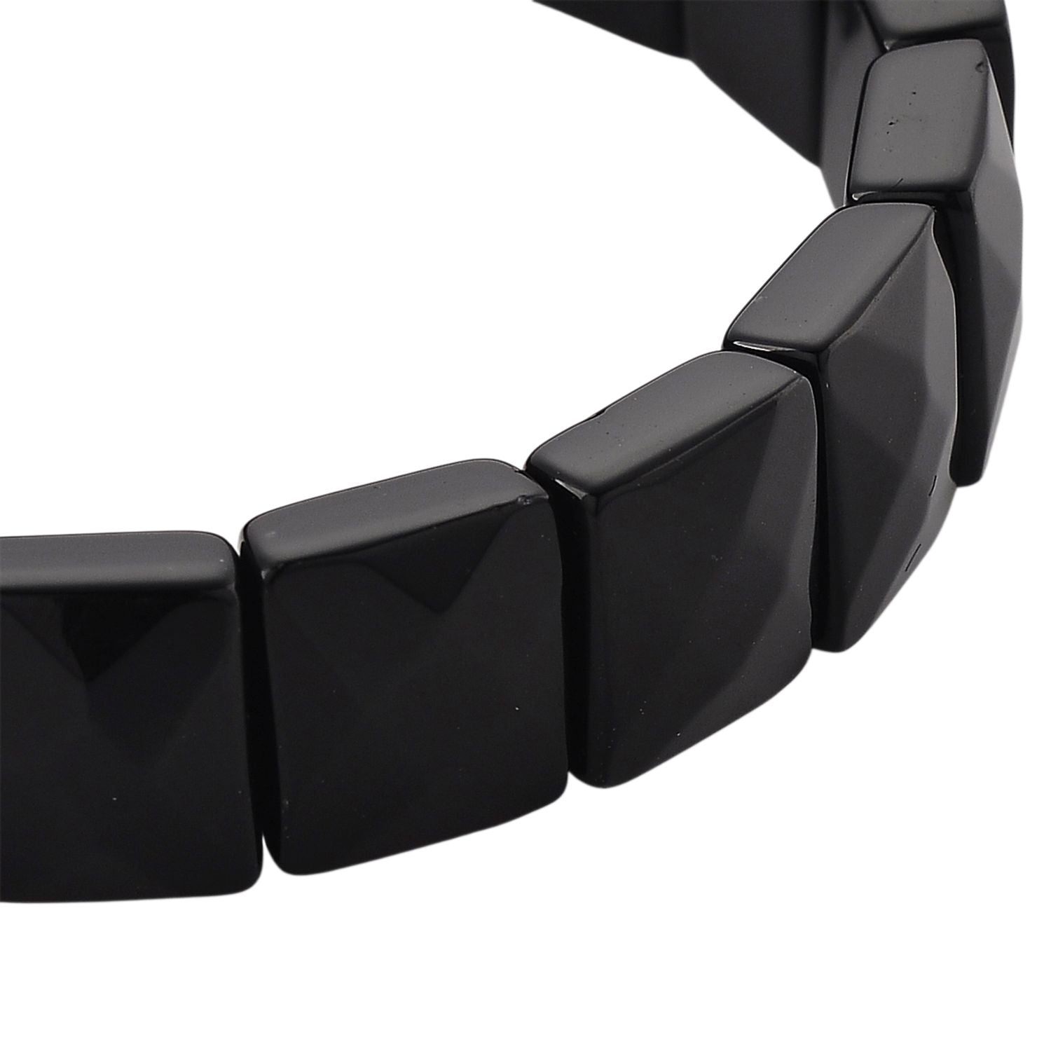 Natürlich Schwarzer Obsidian Armband, flexibel, (ca. 17-18.5 cm) ca. 120.00 ct