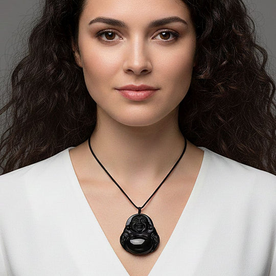 Schwarzer Obsidian Halskette 66 cm ca. 120.00 ct