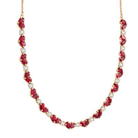 D'Joy afrikanische Rubin und Zirkon 45cm Halskette, 925 Silber 750 Gelbgold Vermeil - 13,06 ct.