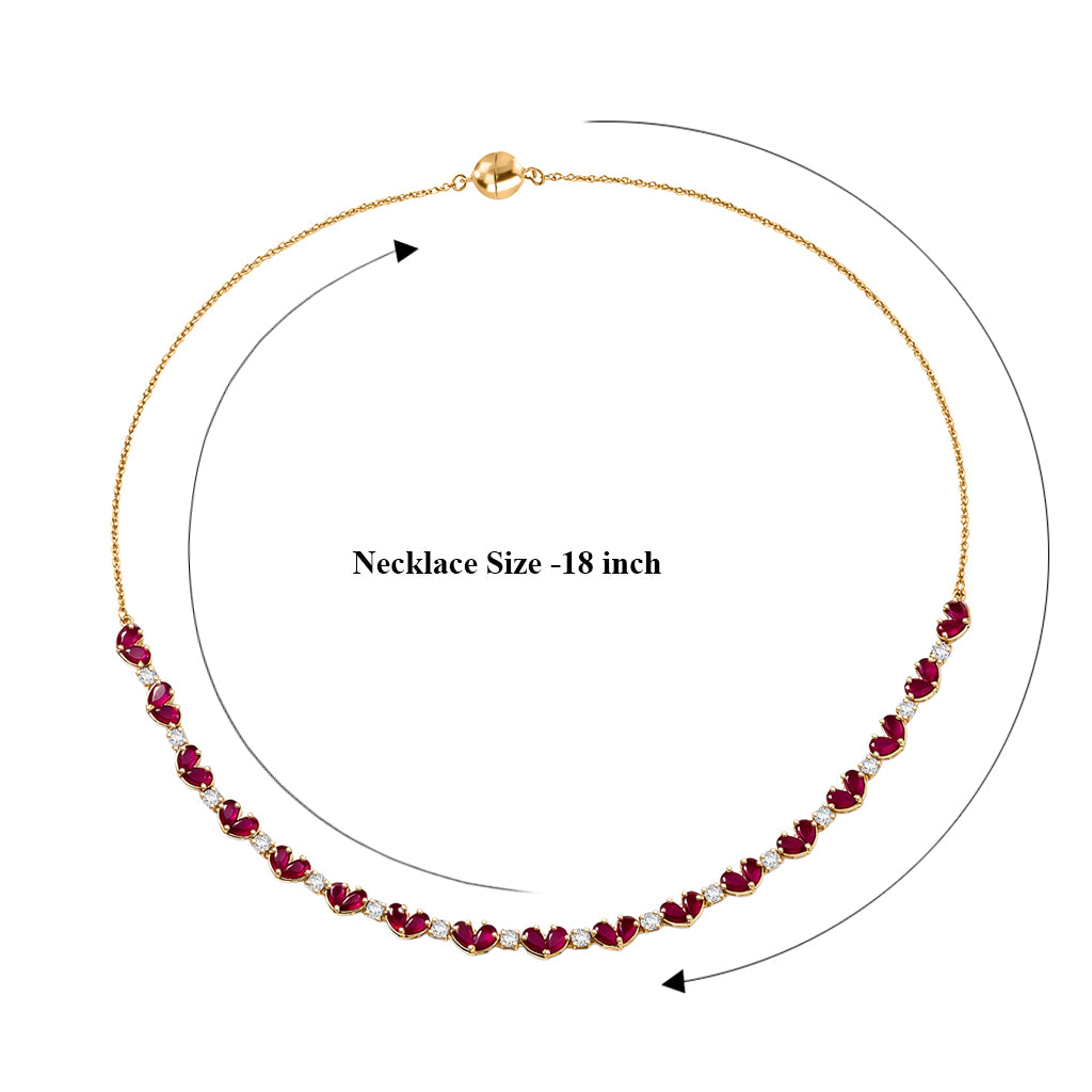D'Joy afrikanische Rubin und Zirkon 45cm Halskette, 925 Silber 750 Gelbgold Vermeil - 13,06 ct.