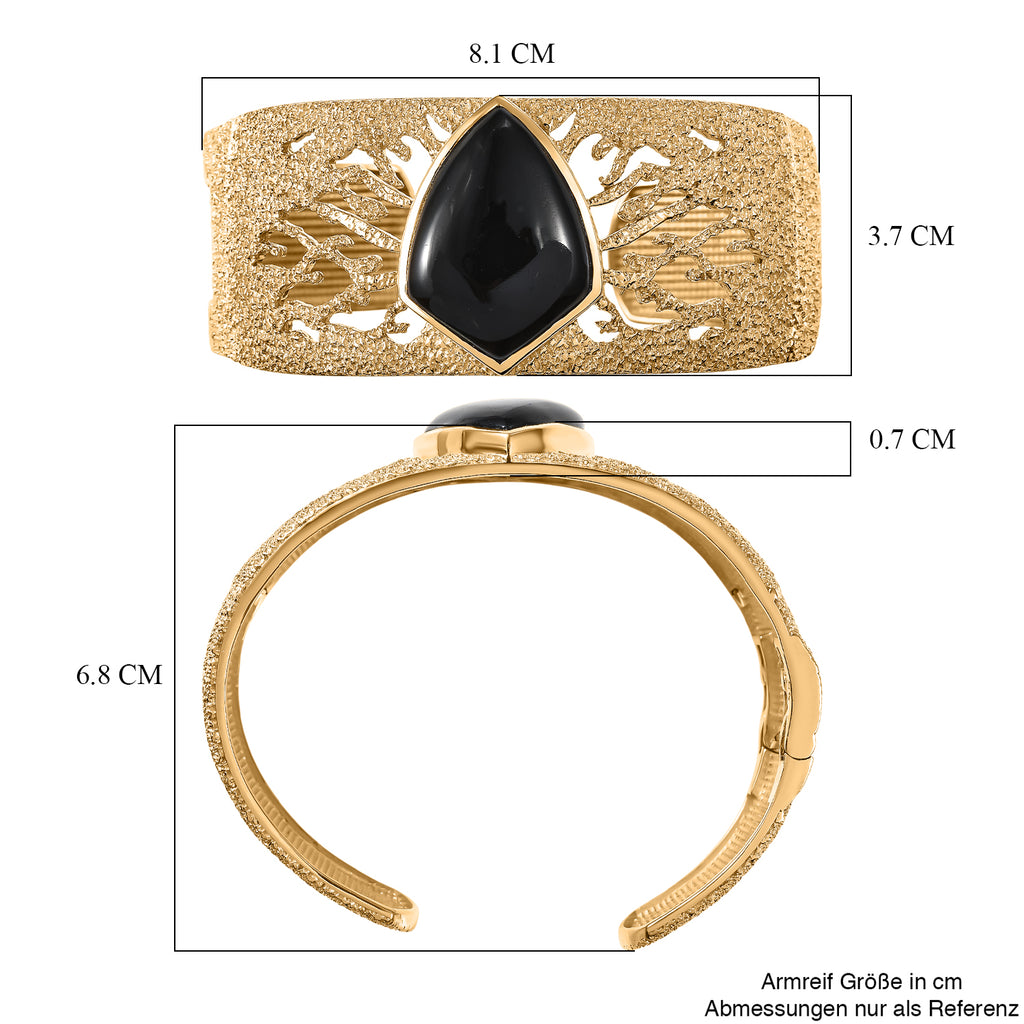 EVER TRUE AA Natürlich Schwarzer Obsidian Armreif ca. 19 cm Nickelfreies Messing ca. 24.82 ct