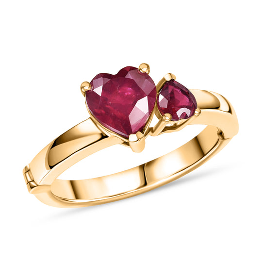 D'Joy - Liebesversprechen Afrikanischer Rubin (Fissure gefüllt) Ring 925 Silber 750 Gelbgold Vermeil (Größe 19.00) ca. 2.05 ct
