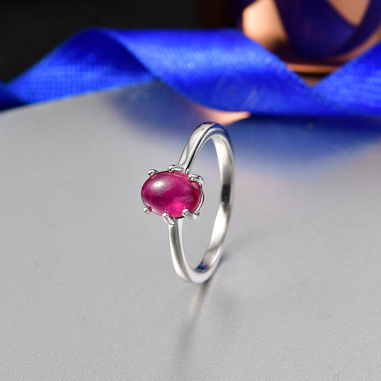 D'Joy Afrikanischer Rubin (Fissure gefüllt) Ring 925 Silber rhodiniert (Größe 21.00) ca. 2,27 ct