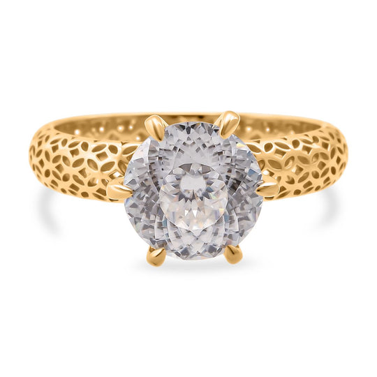 D'Joy Moissanit Ring 925 Silber 750 Gelbgold Vermeil (Größe 18.00) ca. 2,23 ct