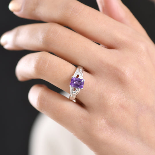 EVER TRUE Bolivianischer Amethyst Ring Nickelfreies Messing (Größe 21.00) ca. 1,50 ct