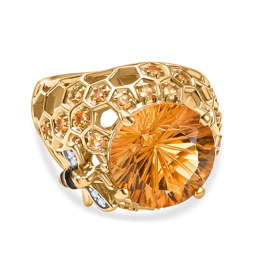 GP Trionfo Kollektion - Citrin Ring 925 Silber 750 Gelbgold Vermeil (Größe 19.00) ca. 6.71 ct
