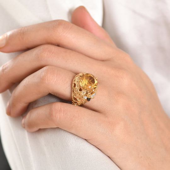 GP Trionfo Kollektion - Citrin Ring 925 Silber 750 Gelbgold Vermeil (Größe 19.00) ca. 6.71 ct