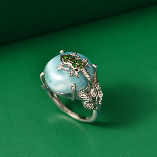 GP - Larimar, Natürlicher Chromdiopsid Ring 925 Silber rhodiniert (Größe 17.00) ca. 16,60 ct