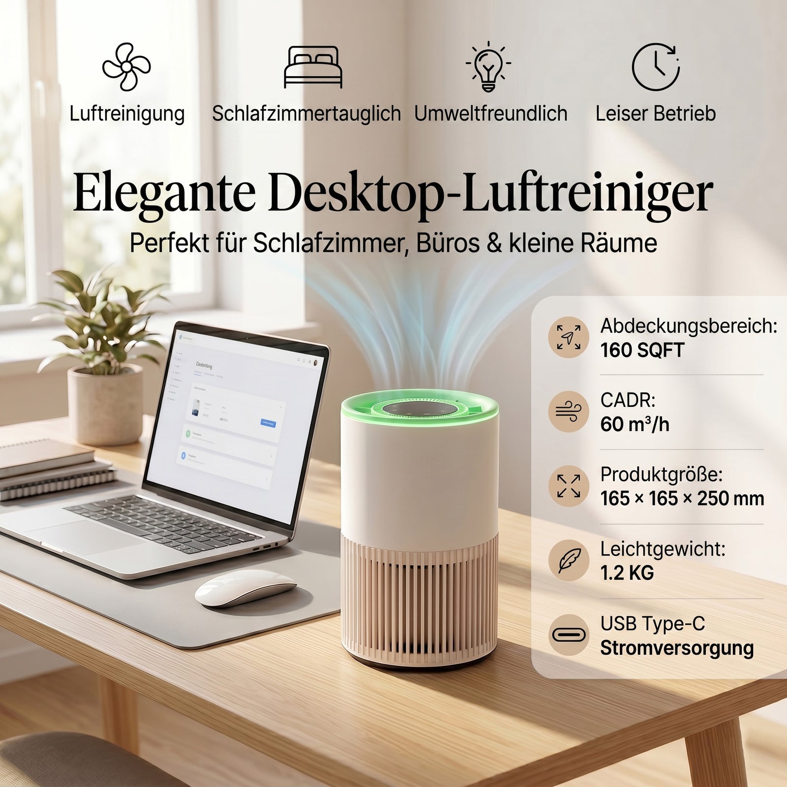 LIVMORE Luftreiniger mit Timerfunktion, Weiß