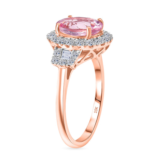 LUXURIANT  (10-16 Werktage Lieferzeit)  3,36 ct. AAA Rosa Morganit und Labor Diamant Ring in 417 Roségold
