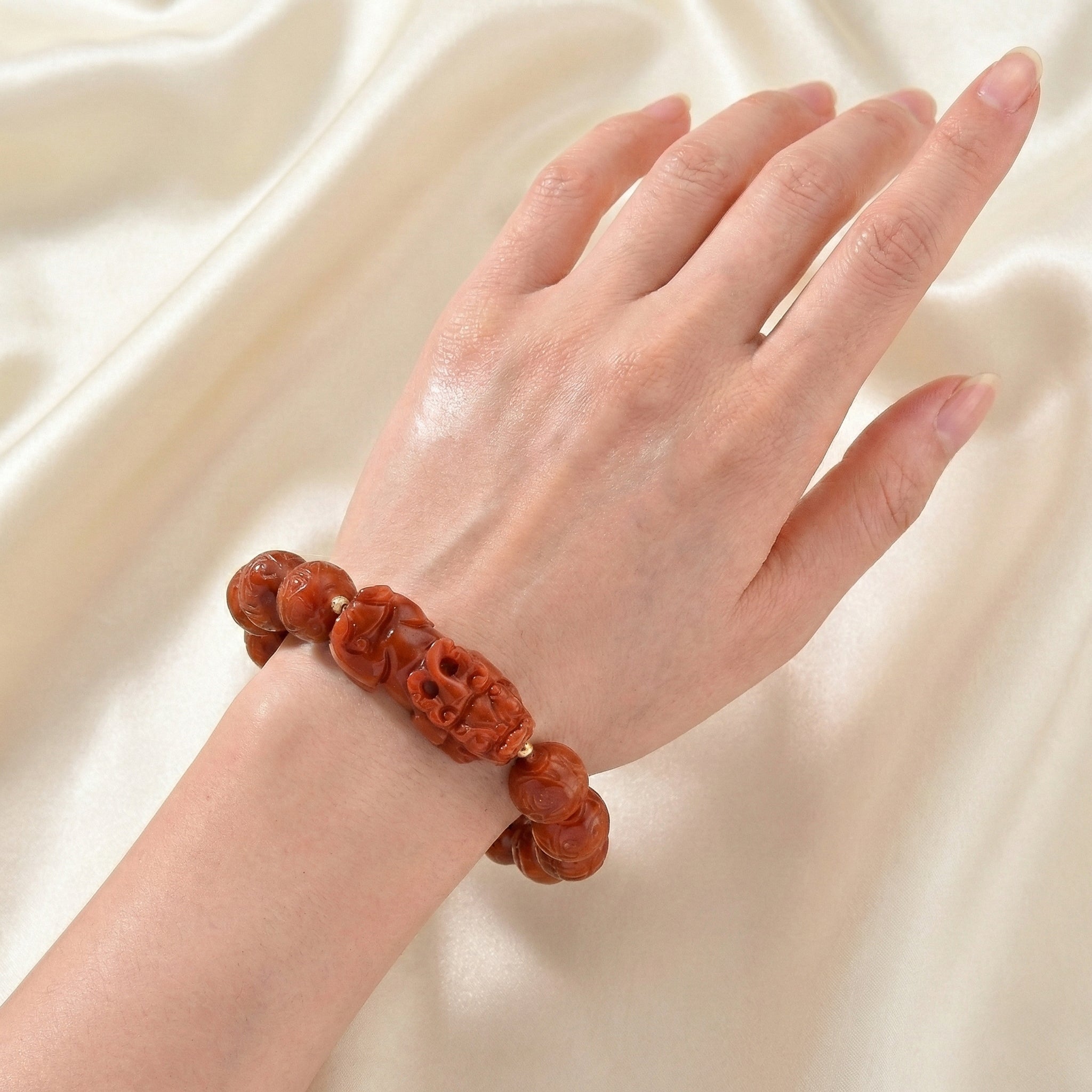 D'Joy Rote Jade Armband Flexibles (ca. 18-19 cm) 925 Silber vergoldet ca. 318,00 ct.