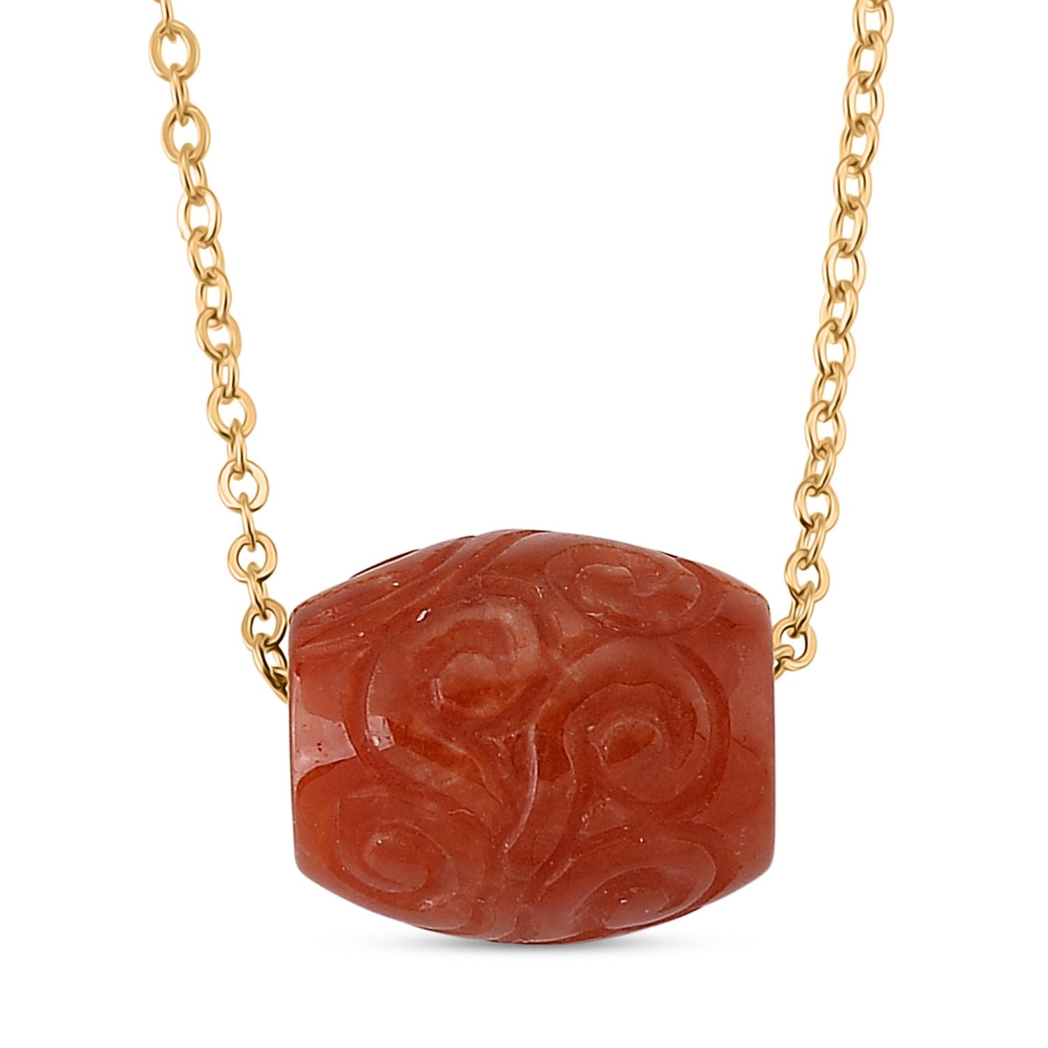 D'Joy Rote Jade Halskette ca. 50 cm 925 Silber vergoldet ca. 18,00 ct.