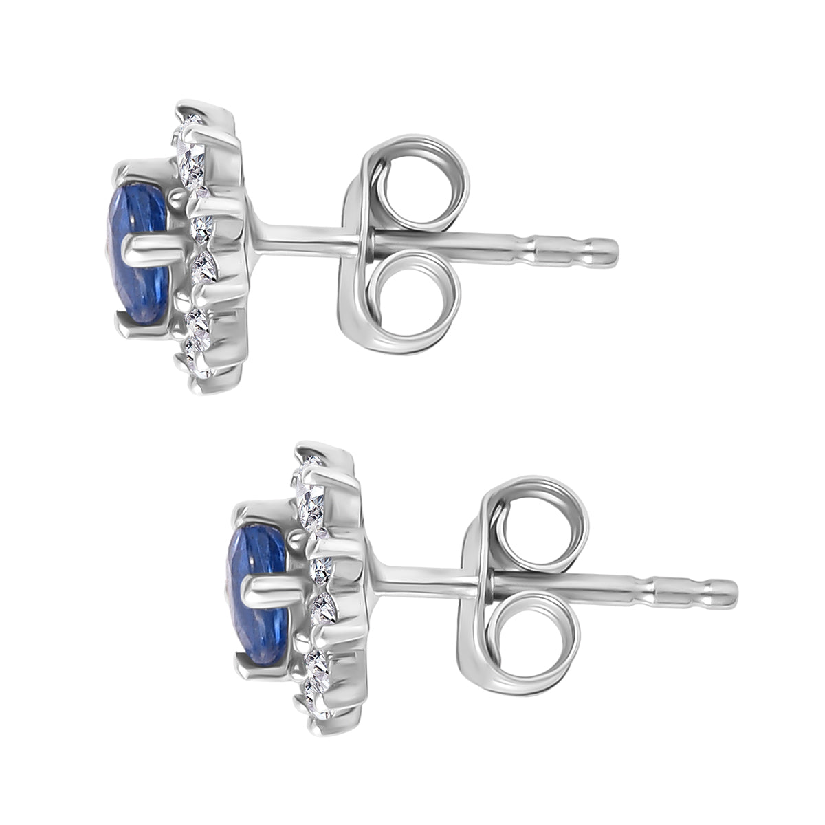 Kyanit, Weißer Zirkon Ohrringe 925 Silber Platiniert ca. 1.41 ct