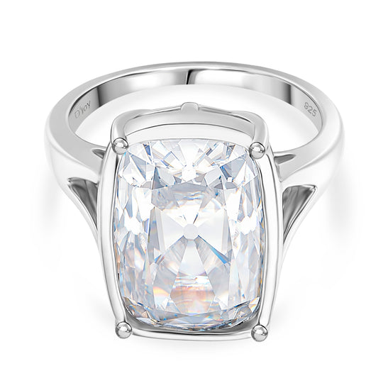 D'Joy Moissanit Ring 925 Silber Rhodiniert (Größe 19.00) ca. 10.00 ct