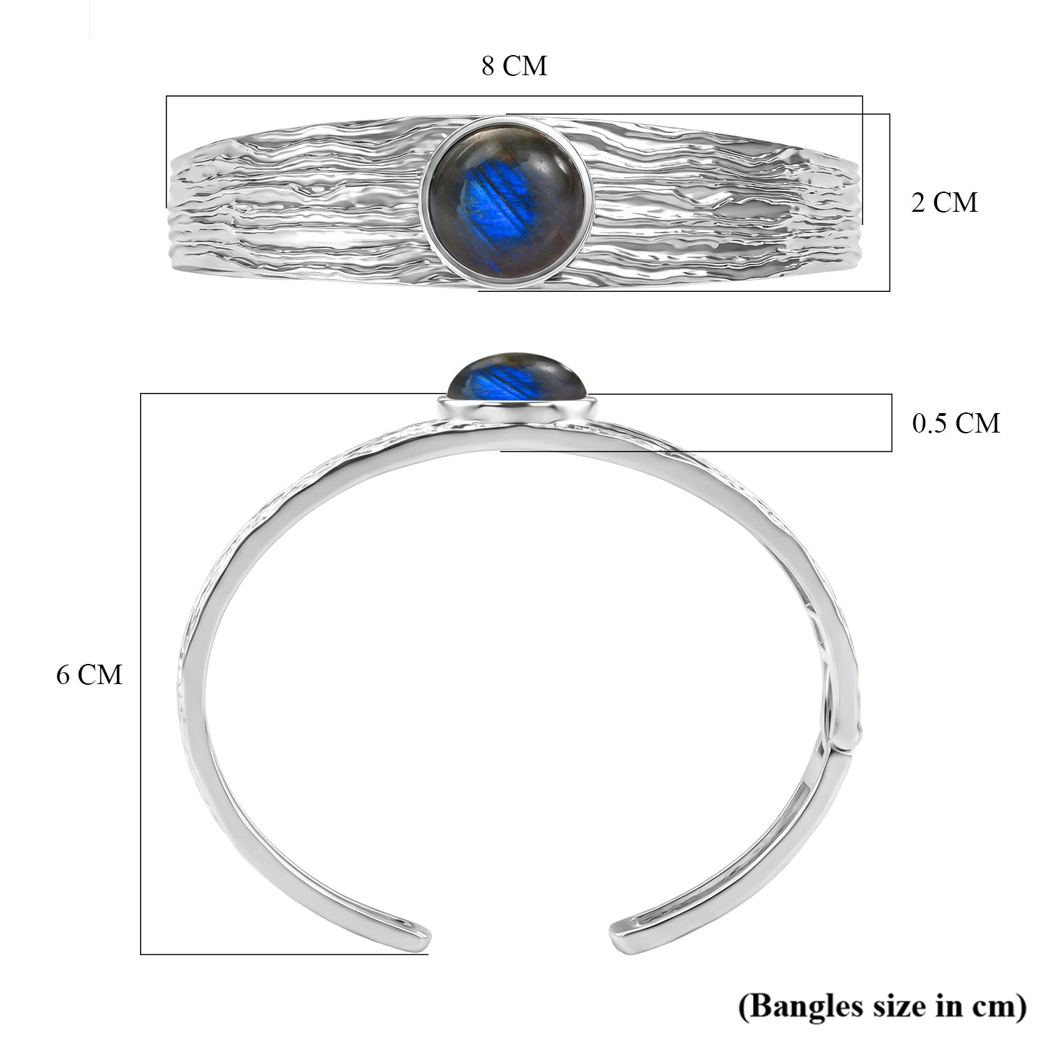 EVER TRUE AA Labradorit Armreif ca. 19 cm 316L Edelstahl ca. 11,70 ct.
