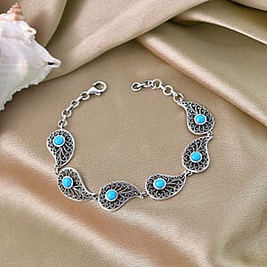 D'Joy AA Sleeping Beauty Türkis Armband ca. 18.5 cm 925 Silber Schwarz oxidiert ca. 2,10 ct.