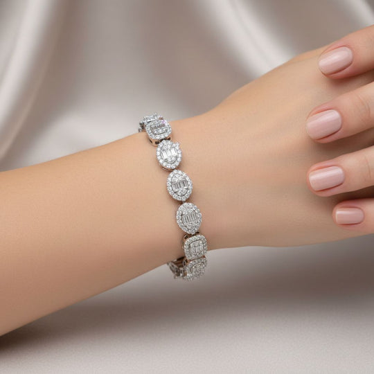 Moissanit Armband ca. 19 cm 925 Silber rhodiniert