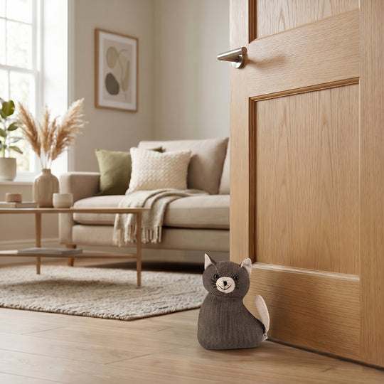 Cat Door stopper AProduct size:15*18*10CM Packing:1PC/opp bag+sticker Function: Damage-Free for Doors Anti-Slam & Lockout Protection Pinch-Free Safety Color:Dark Brown Material:Polyester+sand Product size:15*18**10cm